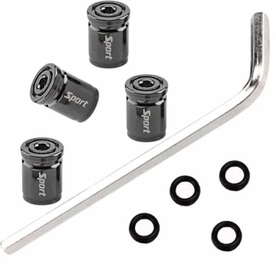 Abbildung von 4 Stück Reifenventilkappen,Diebstahlsicherung Autoreifen Ventilkappen,mit Dichtungs O Ring Und Schraubenschlüssel,Metall Ventilkappen,Kompatibel Mit Allen Autos,Fahrrädern Motorrädern