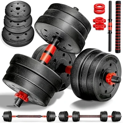 Abbildung von RE:SPORT 2 in 1 Hanteln Set 20 kg Hantelset verstellbar Kurzhantel &amp; Langhantel Sternverschlüsse Verbindungsrohr
