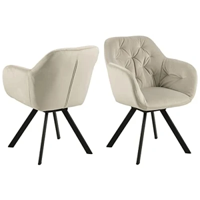 Abbildung von AC Design Furniture Kerstin Carver Esszimmerstuhl, H: 81,5 x B: 57,5 T: 61,5 cm, Sand, Stoff/Metall, 1 Stk.