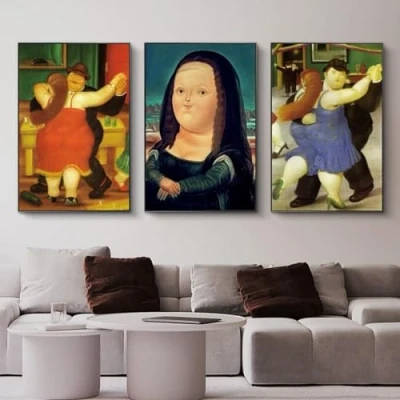 Abbildung von LVTFCO Fernando Botero Poster und Drucke „Lustiges Mona Lisa Tänzerpaar“ Leinwand Wandkunst Gemälde für Heimdekoration, Bild 40 x 60 cm 3, ohne Rahmen