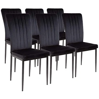 Abbildung von Albatros International Esszimmerstuhl Esszimmerestuhl Küchenstuhl MODENA, Samt Bezug (6er Set, Schwarz), Stilvolles Vintage Design, Eleganter Polsterstuhl am Esstisch