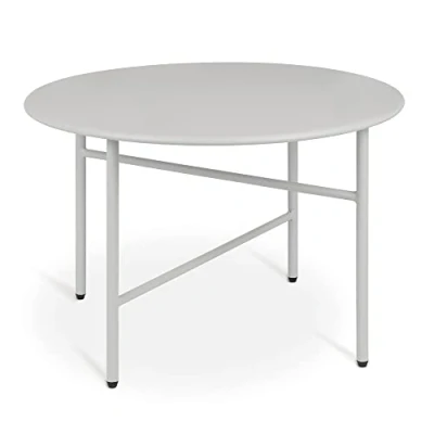 Abbildung von bomoe Runder Beistelltisch Metall Hellgrau Ø 53 cm Tischplatte Kratzfest Stabiler Wohnzimmer Couchtisch Leicht In &amp; Outdoor Gartentisch Balkon Tisch Terrasse Nachttisch Bett Schlafzimmer Finn