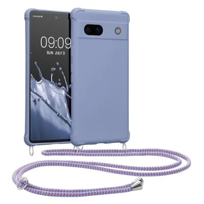 Abbildung von kwmobile Necklace Case kompatibel mit Google Pixel 7a Hülle Cover Kordel zum Umhängen Silikon Schutzhülle Lavendel