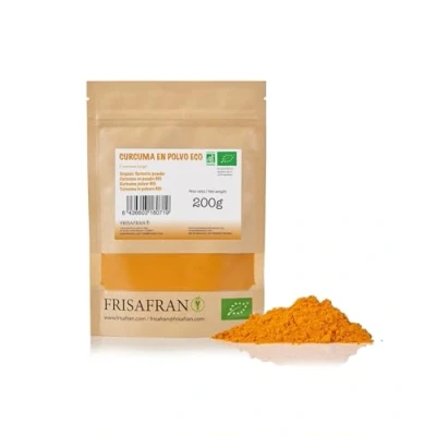 Abbildung von FRISAFRAN bio Kurkuma Pulver Gelbwurz gemahlen 200g Hochwertige Kurkumawurzel aus Indien Golden Achterhof Gewürz Natürlich