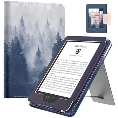 Abbildung von MoKo Hülle Kompatibel mit 6&quot; All New Kindle 11th Generation 2024/2022/10th Gen 2019/8th 2016, Slim PU Tablet Schutzhülle Auto Schlaf/Aufwach Handschlaufe für 11/10/8, Grauer Wald