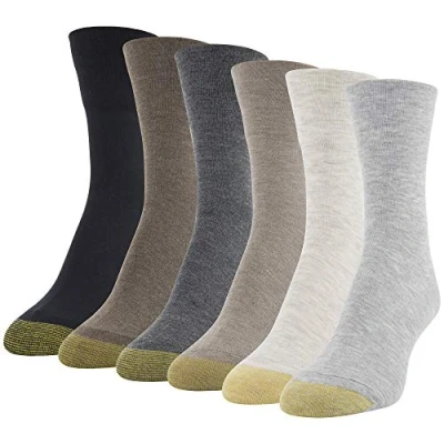 Abbildung von GOLDTOE Damen Ultra Soft Mid Crew, 6 Pairs Socken, Hellgrau, Sortiert, Medium (6er Pack)
