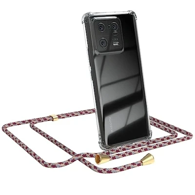 Abbildung von EAZY CASE Handykette kompatibel mit Xiaomi 13 Pro, Kameraschutz und Bildschirmschutz, Stylische Abnehmbar Necklace Case, Kette Schutzhülle Rot Camouflage