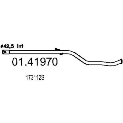Abbildung von MTS 01.41970 Abgasrohr 1180 hinten für Endschalldämpfer PEUGEOT: 106 II Schrägheck, I Kasten / Schrägheck