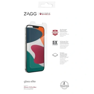 Abbildung von ZAGG InvisibleShield Glass Elite Fortschrittlicher Aufprallschutz für iPhone 13 Pro Max Abdeckung: Standard Bildschirm, 200108729, farblos