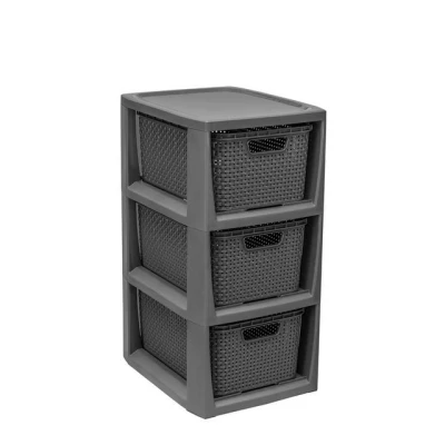 Abbildung von BranQ Regal 1725, Rattanregal mit 3 Körben 3x7L