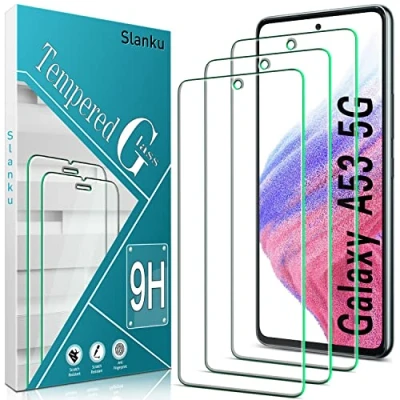 Abbildung von Slanku 3 Stück Schutzglas für Samsung Galaxy A53 5G Schutzfolie, Frei von Kratzern, 9H Härte, HD Displayschutzfolie, 0.33mm Ultra klar, Blasenfrei, Ultrabeständig