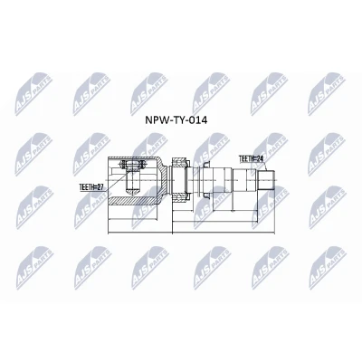 Abbildung von NTY NPW TY 014 Gelenksatz getriebeseitig, Vorderachse rechts TOYOTA: Camry VI Limousine