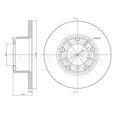 Abbildung von METELLI 23 0210 Bremsscheibe 279,5 16,0 5 88,0 voll MERCEDES BENZ: T2/LN1 Kasten / Kombi, T1 Pritsche/Fahrgestell, Pritsche/Fahrgestell