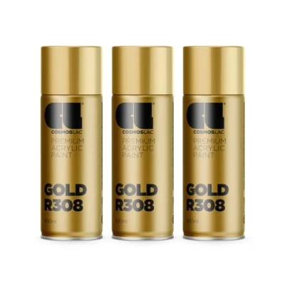 Abbildung von COSMOS LAC Sprühlack Sprühdose 400ml Sprühfarbe für den DIY Bereich, geeignet alle Oberflächen Lackspray 3, Gold