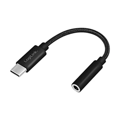 Abbildung von LogiLink UA0398 USB Typ C auf 3,5 mm Klinkenstecker Adapterkabel (Stecker/Buchse), Länge: 13cm