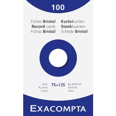 Abbildung von Exacompta 13301E Karteikarten, ungelocht, für Tintenstrahldrucker, Laser, Kopierer, Laserdrucker, 10 Packungen à 100 Stück