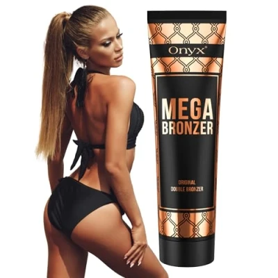 Abbildung von Onyx Mega Bronzer Solarium Creme Weiße Bräunungscreme mit Sonnenbank für Dunkle Bräune ohne Streifen, Flecken oder Orangetöne