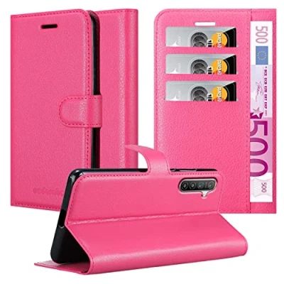 Abbildung von Cadorabo Hülle kompatibel mit Realme X2 / XT/Oppo K5 Handyhülle aus Kunst Leder Flip Klappbare Magnetische [Standfunktion] [Kartenfächern] Cover für Tasche in Pink
