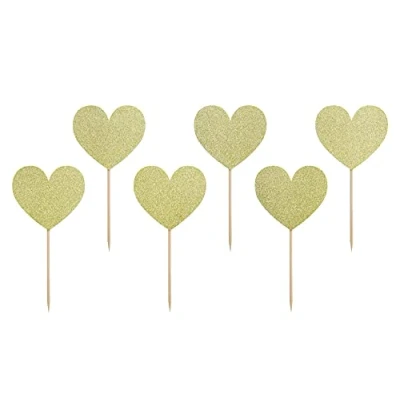 Abbildung von PartyDeco Cupcake Pins Toppers Goldene Herzen Tischdekorationen junggesellinnenabschied Valentinstag Backzubehör Formen