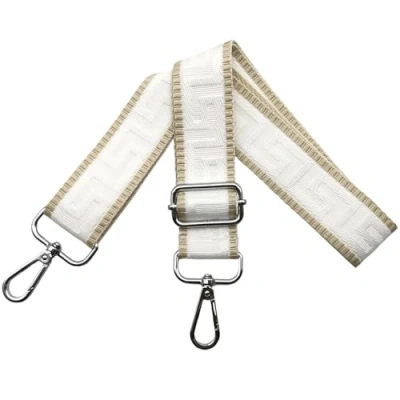 Abbildung von Schultergurt für Tasche Taschengurte zum Wechseln, Verstellbar Taschengurt Breit 3.8cm mit Silber Karabiner Taschenband Schulterriemen Tragegurt Handtaschen Damen, Khaki/Weiß, K41