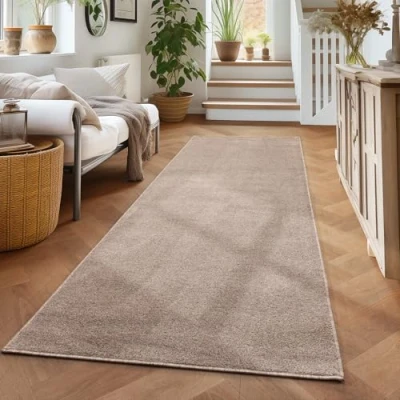 Abbildung von Veloursteppich Unicolor Einfarbig, Carpettex, Läufer, Höhe: 11 mm, Einfarbig Kurzflor Teppich Wohnzimmer verschiedene farben und größen