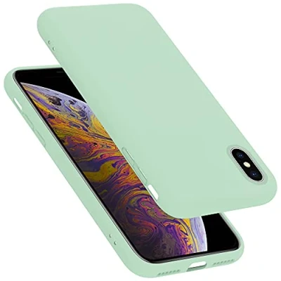 Abbildung von Cadorabo Hülle kompatibel mit Apple iPhone X/XS Silikon Handyhülle für X Case aus flüssigem Kratzfeste und stoßfeste dünne TPU Schutzhülle Liquid HELL GRÜN