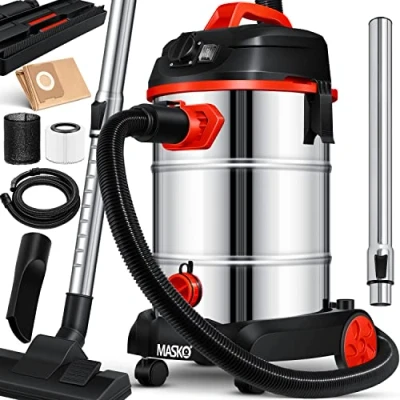 Abbildung von MASKO® Industriestaubsauger 1800Watt mit Steckdose Blasfunktion Mehrzwecksauger Trocken Saugen &amp; Nass Industrie Sauger ohne Beutel Wasser Staubsauger beutellos