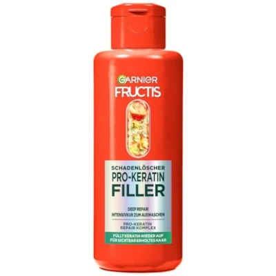 Abbildung von Garnier Reparierendes Filler Intensivkur gegen Haarschäden, Für verwandeltes und widerstandsfähiges Haar, Mit Marulaöl Pro Keratin, Fructis Schadenlöscher Deep Repair, 150 ml