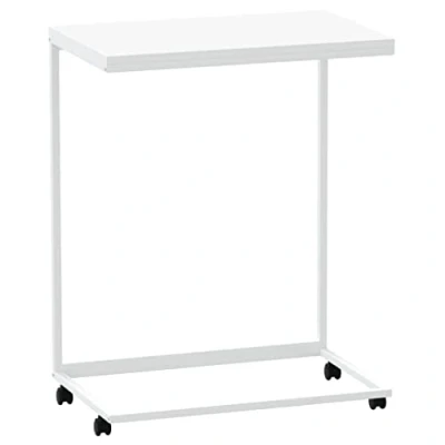 Abbildung von vidaXL Beistelltisch Couchtisch Kaffeetisch Wohnzimmertisch Sofatisch Telefontisch Tisch Teetisch Wohnzimmer mit Rollen Weiß 55x35x70 cm Holzwerkstoff