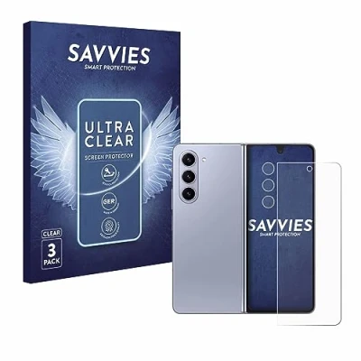 Abbildung von Savvies 6 Stück Schutzfolie für Samsung Galaxy Z Fold 5 (Display+Kamera) Displayschutz Folie Ultra Transparent