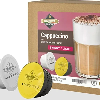 Abbildung von Barista Italiano Cappuccino Magermilch Ungesüßt 80 Dolce Gusto Kompatible Kapseln (80 KapseIn, 40 Tassen)