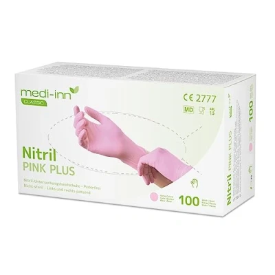 Abbildung von Medi Inn Nitril Handschuhe Pink Plus Einmalhandschuhe puderfrei AQL: 1.5