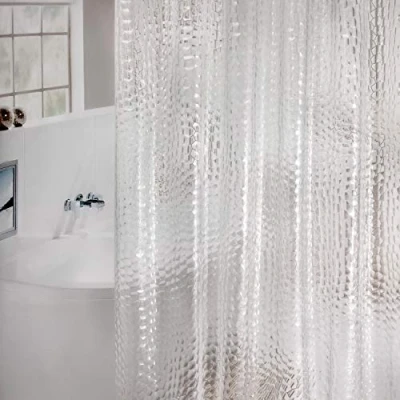 Abbildung von WELTRXE Duschvorhang Anti Schimmel mit Gewicht Magnet unten, Transparent 3D Kubisch EVA Wasserdicht Antibakteriell Vorhang für Dusche und Badewanne, 0.15mm [180x200cm] 12 Duschvorhangringen Kinder