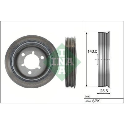 Abbildung von INA 544 0145 10 Kurbelwellenriemenscheibe 143,00 PEUGEOT: 207 Schrägheck, 307 SW, CITROËN: C3 I Schrägheck