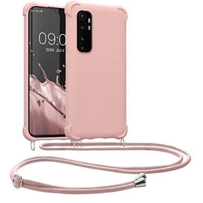 Abbildung von kwmobile Necklace Case kompatibel mit Xiaomi Mi Note 10 Lite Hülle Cover Kordel zum Umhängen Silikon Schutzhülle Perlmutt