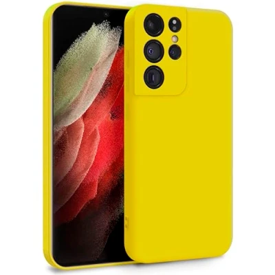 Abbildung von MyGadget Hülle für Samsung Galaxy S21 Ultra Zweilagige Handyhülle mit Kameraschutz Cover Innenfutter &amp; Silikon außen Gelb