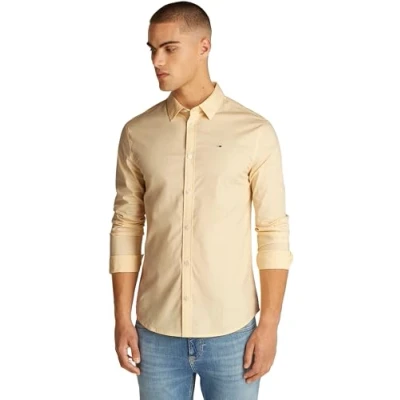 Abbildung von Tommy Jeans Original Stretch Hemd, Herren, Größe: XXL, Custard cream