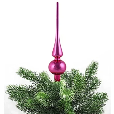 Abbildung von JACK Christbaumspitze Echt Glas 26 x 6 cm Matt Glanz Weihnachtsbaum Spitze Baumspitze Christbaumschmuck Deko, Farbe:Flashing Pink