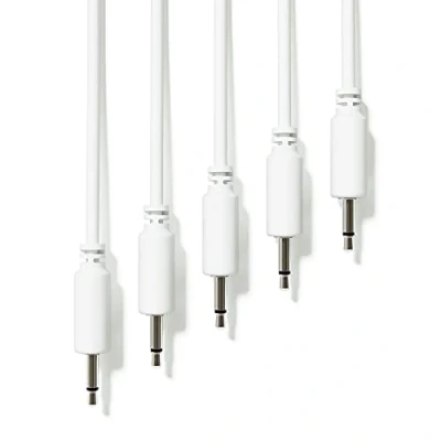 Abbildung von ExcelValley 5 Pack Mono Modular Patchkabel TS 3,5mm 1/8&quot; Eurorack Synthesizer [Weiß 90 cm 35,43&quot;]