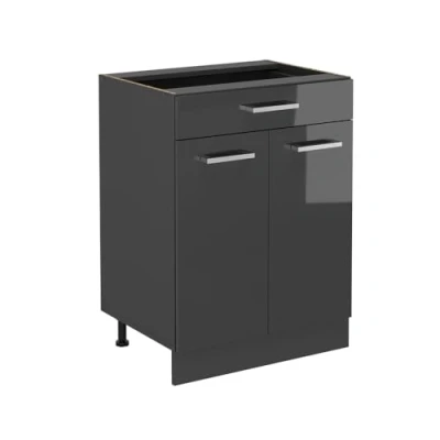 Abbildung von Vicco Küchenunterschrank R Line, Anthrazit Hochglanz, 60 cm mit Schublade, ohne Arbeitsplatte