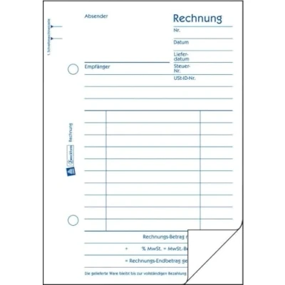 Abbildung von AVERY Zweckform 20 x Formularbuch Rechnung A6 hoch VE=2x50 Blatt
