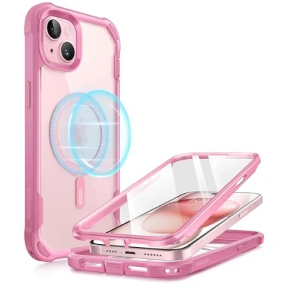 Abbildung von i Blason Ares Mag Hülle für iPhone 15/iPhone 14/iPhone 13 (6.1&quot;), Kompatibel mit MagSafe, Bumper Case Transparent Handyhülle Displayschutz, Pink