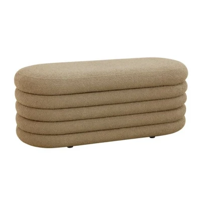 Abbildung von SVITA Blossom XL Hocker mit Stauraum Sitzhocker Ottomane Boucle Bezug Hellbraun