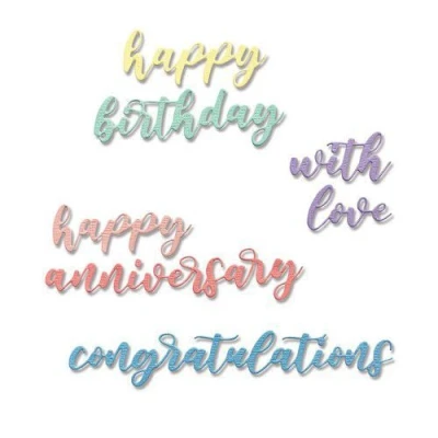 Abbildung von Sizzix Thinlits Die Set 6PK Script Sentiments 665089 Sharon Drury (01 21)