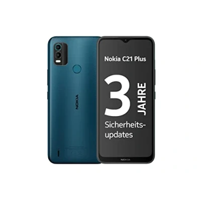 Abbildung von Nokia C21 6,5&quot; HD+ Plus Smartphone mit gehärtetem Glas,2/32GB Speicher,IP52 Zertifizierung,13MP Dual Kamera HDR und Panorama,Clean OS,Dual SIM Sicherheitsupdates für 2 Jahre Cyan,