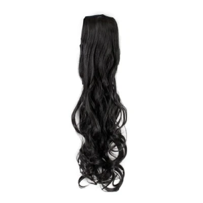 Abbildung von WIG ME UP YZF 1094HT 3 Haarteil Zopf Dunkelbraun wellig 63cm mit Band/Bändchen und Klammer befestigt
