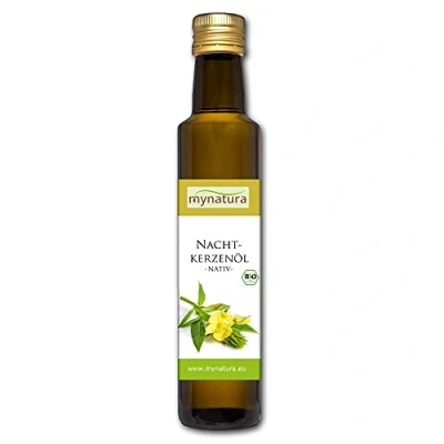 Abbildung von Mynatura Bio Nachtkerzenöl 250ml I Nativ Kaltgepresst Vegan Essentielle Fettsäuren Glutenfrei Cholesterinfrei Speiseöl Pflegeöl DE ÖKO 044 Omega 6 (1 x 250ml)