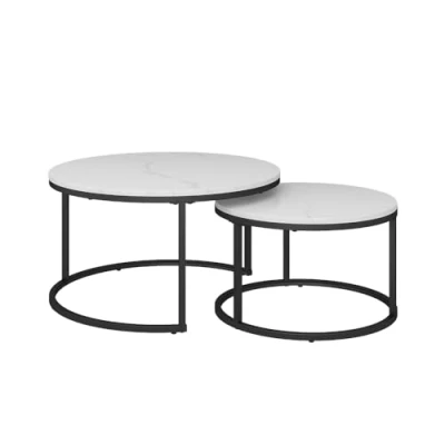 Abbildung von Vicco Couchtisch Montreal, Marmor Weiß, 77 x 40 cm 2 Teile