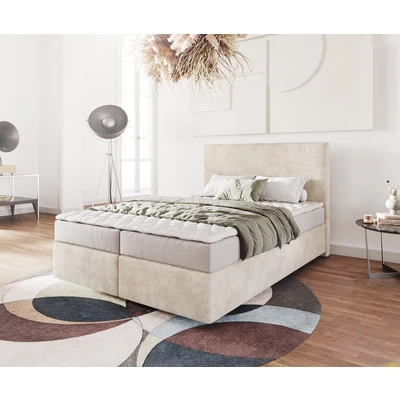 Abbildung von Boxspringbett Dream Well 140x200 cm Cord Beige mit Matratze und Topper
