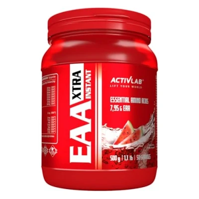 Abbildung von Activlab EAA XTRA Instant 500g Powder Alle 8 essentielle exogene Aminosäuren, B Vitaminen, 50 Portionen, Workout Drink, Wassermelone, Optimale Wertigkeit, Vegan, inklusive Messbecher,Vegan